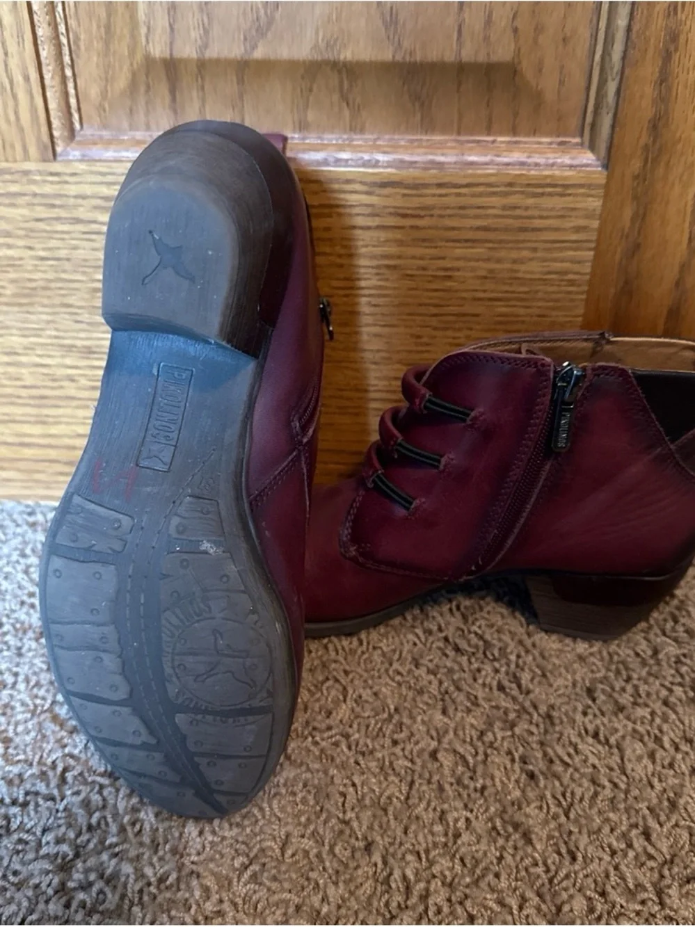 Pikolinos Women’s Red Leather Ankle Boots